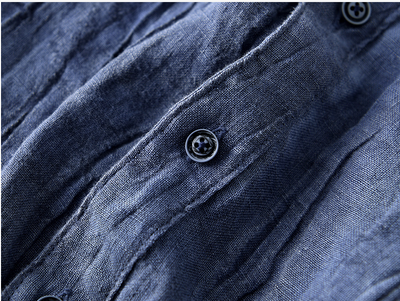 Camisa de Lino Retro con Cuello Mao - Comodidad y Estilo Clásico - Image 10