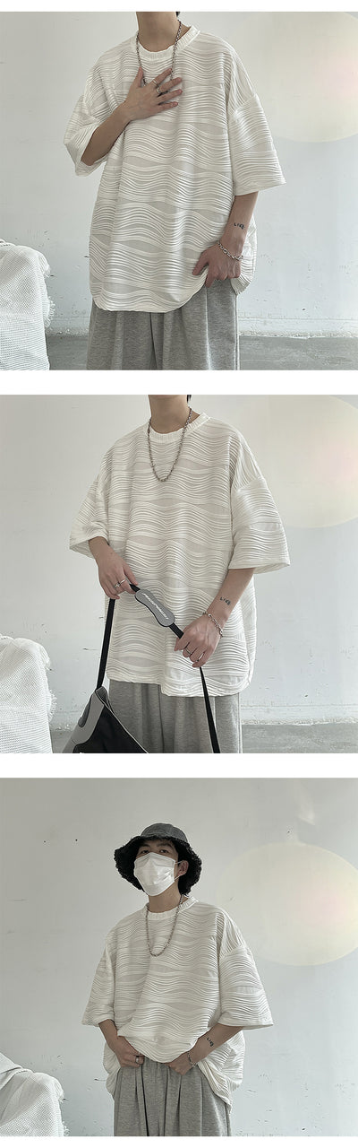 Playera Hombre Suelta Rayas Ice Silk Manga Corta - Image 14