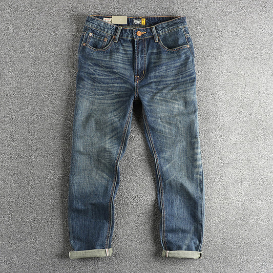 Jeans Rectos Casuales para Hombre con Bolsillos Retro