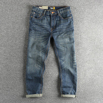 Jeans Rectos Casuales para Hombre con Bolsillos Retro