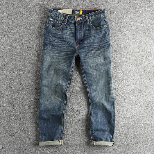 Jeans Rectos Casuales para Hombre con Bolsillos Retro