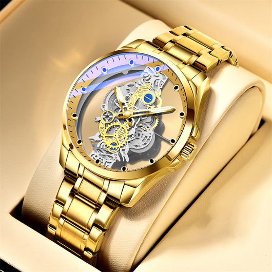 Reloj Automático Esqueleto Dorado de Lujo para Hombre - Image 25