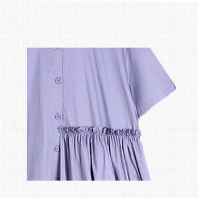 Vestido Camisero Estilo Francés con Dobladillo Irregular - Image 2