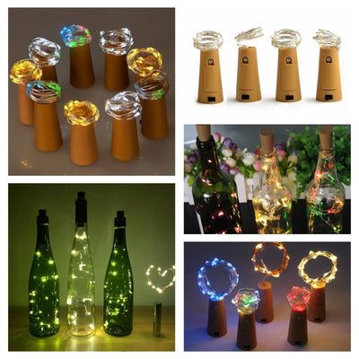 Luces LED para Botellas de Vino 2M - Guirnalda Decorativa 20 Leds Alambre de Cobre