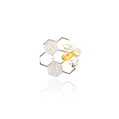 Broche Abeja Diamante Panal Geométrico Giratorio - Image 10