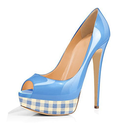 Zapatos de Tacón Alto Plataforma Impermeables a Cuadros Multicolor para Mujer - Image 10