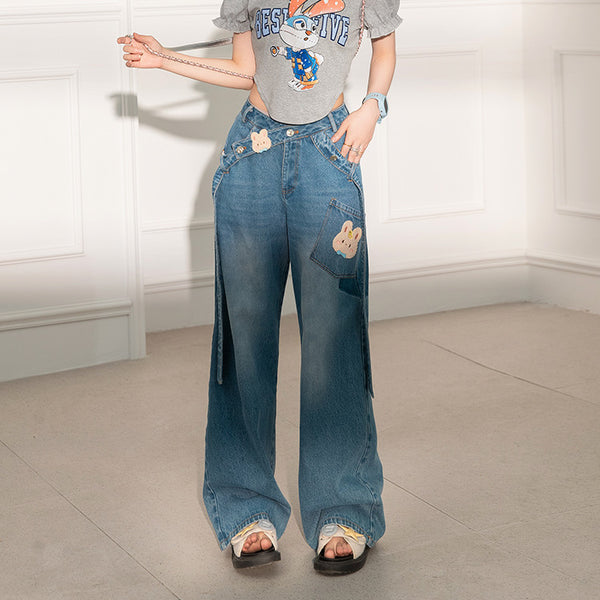 Jeans Talle Alto Pierna Ancha para Mujer