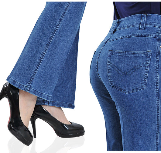 Pantalones Vaqueros Mujer Cintura Alta Stretch Pierna Recta Slim - Image 9