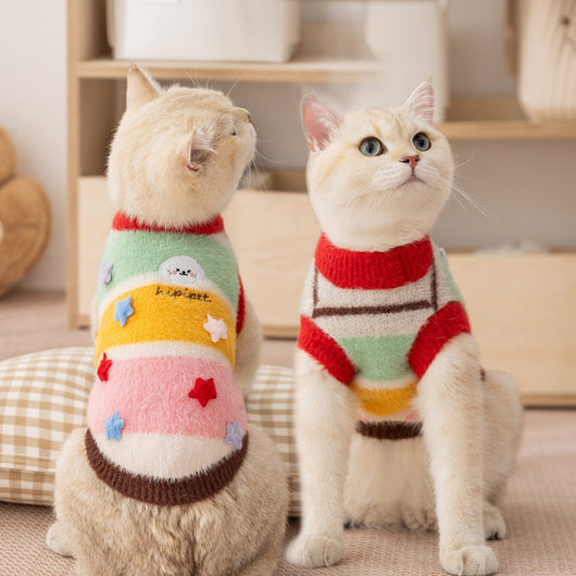 Suéter a Juego para Mascotas: Diseño de Estrellas y Rayas Otoño-Invierno