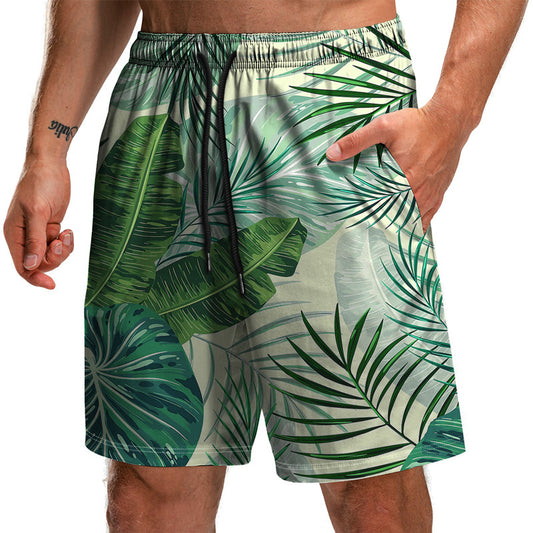 Pantalones Cortos Estampados 3D Colección Hojas de Verano - Shorts Holgados para Playa