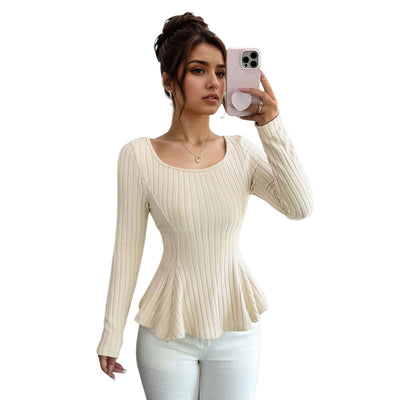 Blusa Ajustada de Cuello Cuadrado y Manga Larga con Amarre - Image 6
