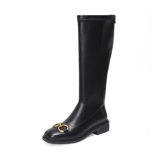 Botas Motociclista Mujer Talla Grande con Hebilla Redonda y Punta Cuadrada - Image 8