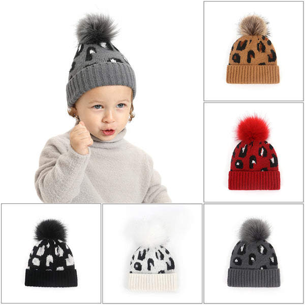Gorro de Punto Mohair Infantil Estampado Leopardo