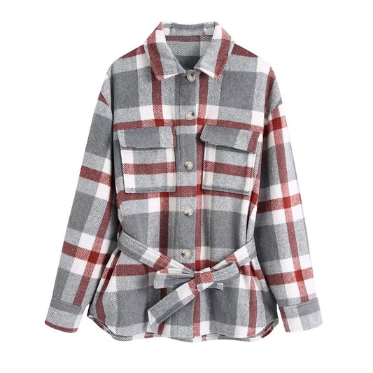 Camisa de Cuadros Lana Premium Estilo Casual Urbano
