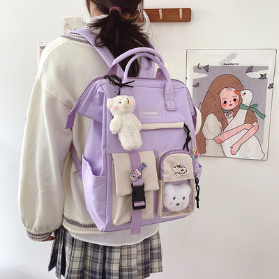 Mochila Escolar para Adolescentes Niñas con Anillo Decorativo - Image 5