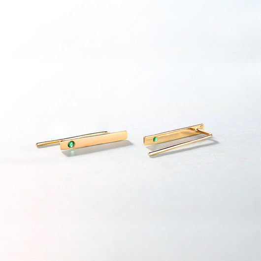 Aretes de Esmeralda Natural en Oro 14K - Diseño Minimalista y Delicado - Image 4