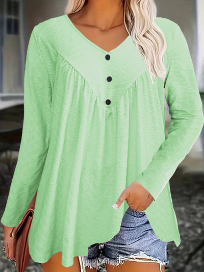 Blusa Casual de Manga Larga con Escote en V para Mujer - Image 11