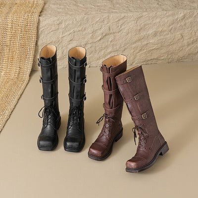 Botas Negras y Marrones para Mujer con Tacón Grueso y Hebilla - Image 14