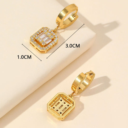Aretes Retro de Acero Titanio con Diseño de Hebilla Cubo de Azúcar - Image 3