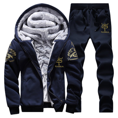 Conjunto Deportivo Dos Piezas Grueso Abrigo Polar para Hombre Talla Grande - Image 4