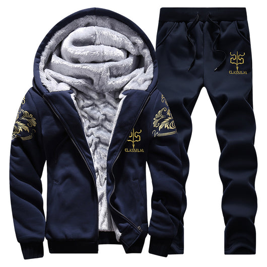 Conjunto Deportivo Dos Piezas Grueso Abrigo Polar para Hombre Talla Grande - Image 4