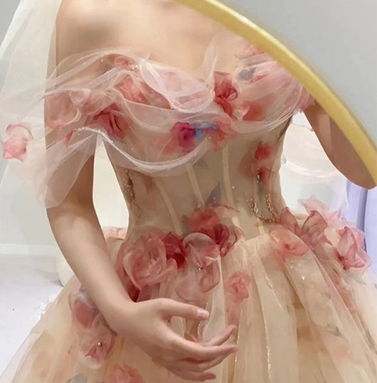 Vestido Rosa Elegante Hombros Descubiertos - Diseño Nupcial - Image 8