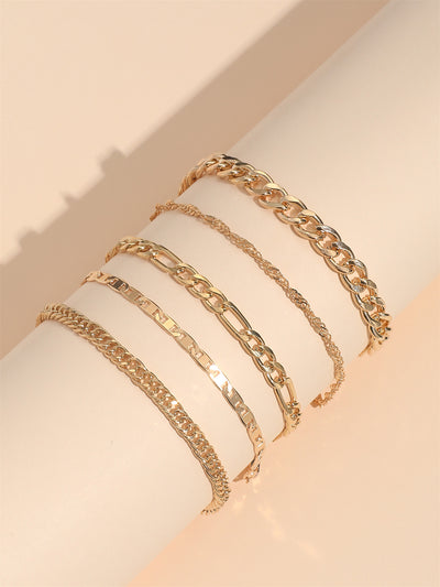 Set de 5 Tobilleras Cadena Serpiente Retro Metal Elegante - Image 13