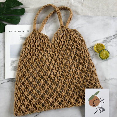 Bolsa Tejida de Malla Hueca - Bolso Casual de Paja Transpirable - Image 13