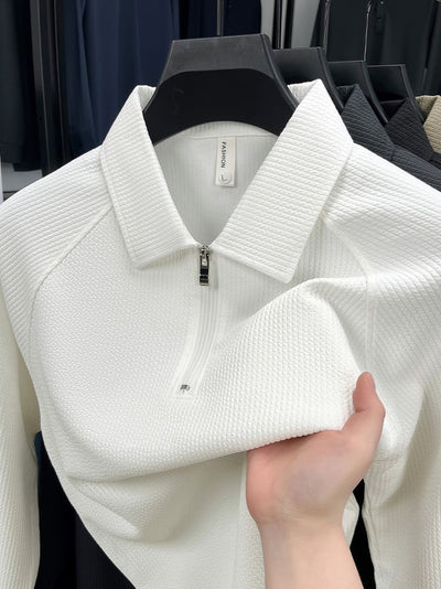 Polo Manga Larga con Textura Waffle y Cierre Medio - Estilo Americano - Image 40