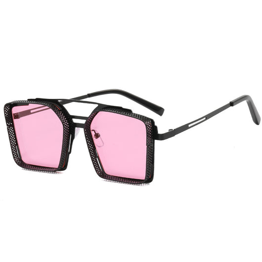 Gafas de Sol Steampunk Hombre Marco Hueco Cuadrado Metal Doble Rayo - Image 8