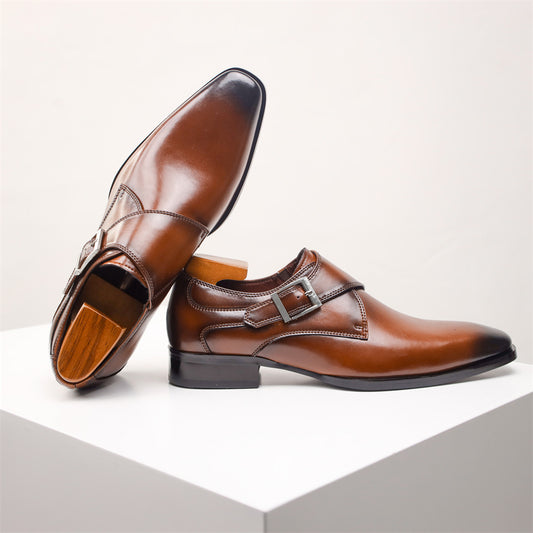 Zapatos Formales de Cuero para Hombre Estilo Británico Punta Cuadrada