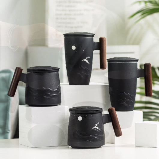 Taza Térmica de Cerámica Esmerilada con Separador de Té y Tapa - Image 16