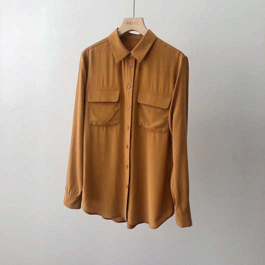 Blusa de Seda con Cuello Cuadrado y Bolsillos - Image 10