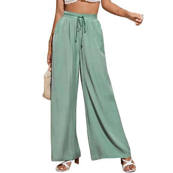 Pantalones Anchos de Talle Alto con Cintura Elástica Ajustable