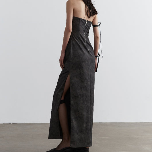 Vestido Halter Minimalista en Cuero PU Teñido Ahumado - Image 7