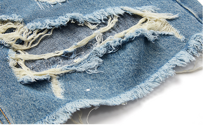 Shorts de Mezclilla Rotos con Parches - Estilo Urbano Desgastado para Hombre - Image 16