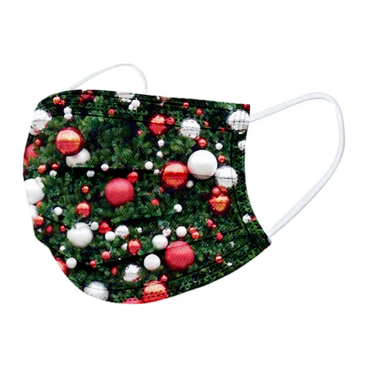 Disposable adult Christmas mask with Santa Claus, a red bird, and "JOY" in candy canes on a black background. - Image 7