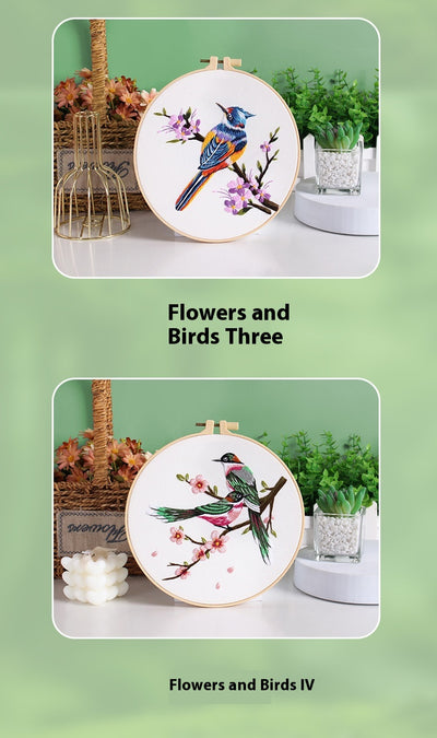 Kit Completo de Bordado DIY: Cuadro Decorativo con Flores y Pájaros - Image 11