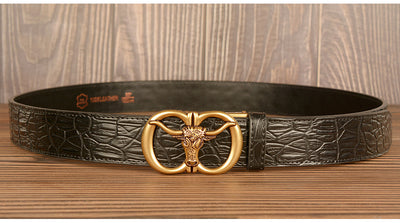 Cinturón para Hombre con Hebilla Automática Estilo Retro Cabeza de Buey - Image 20