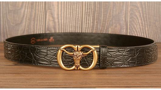 Cinturón para Hombre con Hebilla Automática Estilo Retro Cabeza de Buey - Image 20