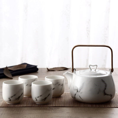 Juego de Té de Cerámica Japonesa con Patrón Mármol - Image 4