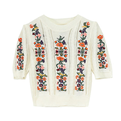 Blusa Tejida con Bordado de Flores Exquisitas - Image 13