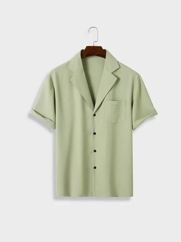 Camisa Casual de Hombre a Rayas con Cuello Solapa y Estampado Moderno