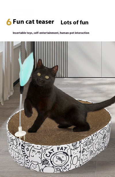 Nido Rascador Ovalado para Gatos con Cartón Corrugado - Image 9