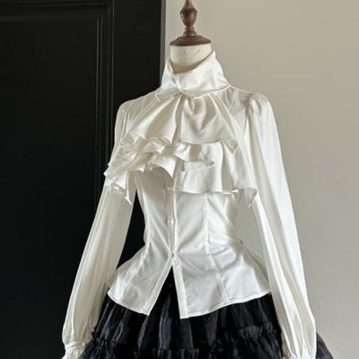 Blusa Gótica Retro de Manga Larga con Volantes - Image 4