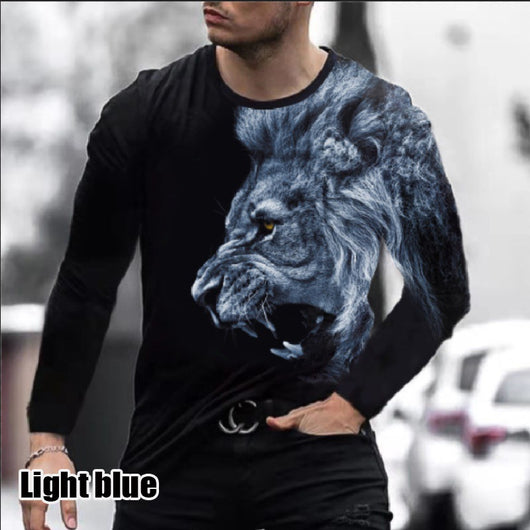 Playera Suelta Cuello Redondo Cabeza de León Negra para Hombre - Image 9