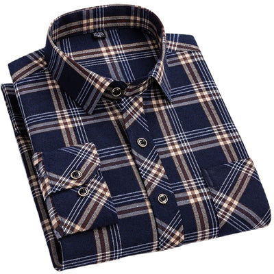Camisa de Cuadros Suelta en Algodón para Hombre de Manga Larga - Image 5