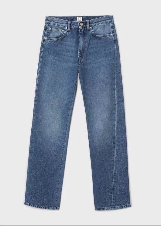 Jeans Tiro Alto Elásticos Retorcidos Cortos Estilo Europeo - Image 3