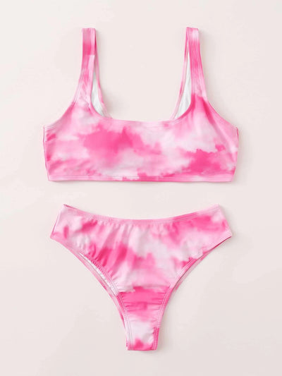 Bikini Deportivo Tie-Dye con Escote en V y Corte Lateral - Image 18
