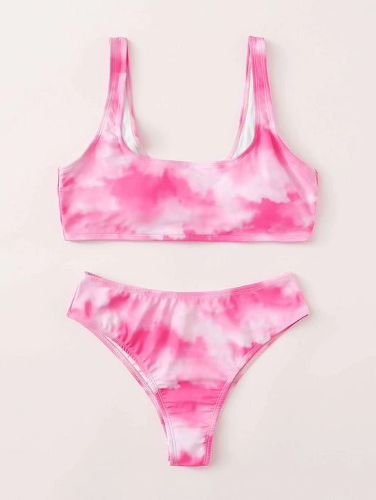 Bikini Deportivo Tie-Dye con Escote en V y Corte Lateral - Image 18